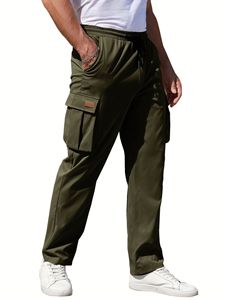 Été Nouveau <span class=keywords><strong>Pantalon</strong></span> <span class=keywords><strong>cargo</strong></span> multi-poches à cordon plat pour hommes - Product Image 6