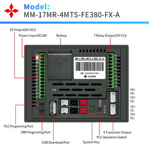 หน้าจอสัมผัส PLC <span class=keywords><strong>HMI</strong></span> ขนาด 3.8 นิ้ว รุ่น FX1S-17MR พร้อมอินพุต 10 ช่อง เอาท์พุต 7 ช่อง ตัวนับความเร็วสูง 2 ตัว และแกน 2 แกน สำหรับตัวควบคุมเครื่องจักรบรรจุภัณฑ์ - Product Image 4