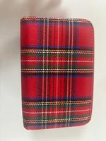 Dompet Anti Maling Unisex Mewah Sctoland Motif Kotak-kotak Berkualitas Tinggi Desainer Vintage dengan Ritsleting, Pemblokir RFID, Kanvas Tartan Panjang Warna Cappuccino