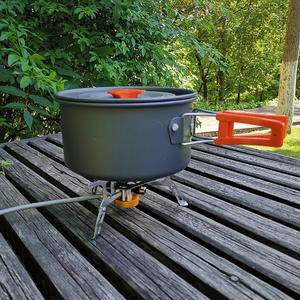 Juego de utensilios de cocina para exteriores de 3 piezas, olla, sartén y tetera de aleación de aluminio antiadherente de 3-4L para 2-3 personas, para cocinar al aire libre. - Product Image 5