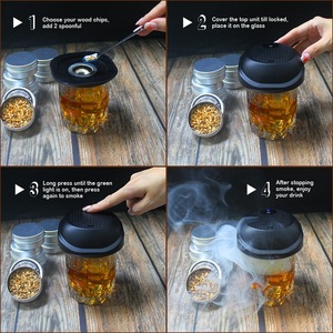Fumoir électrique rechargeable avec copeaux de bois fruités, idéal pour la préparation de whisky, de vin rouge et de cocktails - Product Image 5