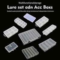 Boîte à pêche portable, mini boîte de rangement, boîte à leurres en plastique transparent pour jig, cuillère à leurres, appât, hameçon, accessoires, boîte organisatrice