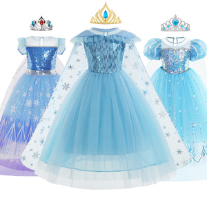 Frozen: Gonna da principessa <span class=keywords><strong>Elsa</strong></span> blu - Abito in seta a maniche corte senza maniche stile estivo - Product Image 1