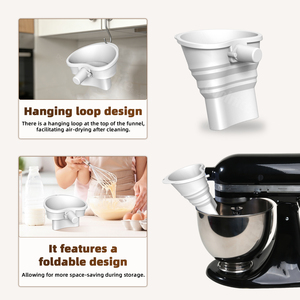 Entonnoir de cuisine pliable en silicone en forme de V avec trou de suspension pour batteur sur socle, idéal pour la pâtisserie et le transport, cadeau idéal pour la voiture - Product Image 6