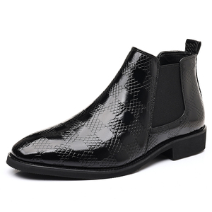 Bottes d'hiver pour la vie quotidienne et les fêtes, taille 46, bottes en cuir pour hommes, style Chelsea, avec doublure en polaire chaude, bottes de luxe - Product Image 2