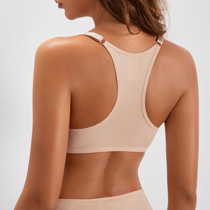 Ladymate ODM/OEM Sujetadores De Cierre Racerback frontale senza schienale reggiseno imbottito reggiseno quotidiano chiusura frontale tinta unita con ferretto reggiseno - Product Image 4