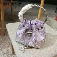 Shenglu Modische Marken-Handtasche mit Vulkanstein-Effekt, Farbverlauf, Strass-Quasten und Kettenriemen für Damen