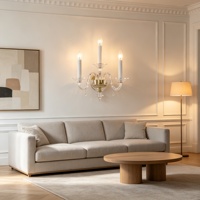 Applique murale LED décorative de luxe en verre soufflé à la main, design bras de bougie, pour maison, villa, salon, hall d'hôtel