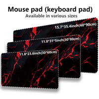 Tapis de souris de jeu extra-long et tapis de clavier pour PC, design abstrait, lignes de foudre rouges, fond noir, tapis de protection pour ordinateur portable