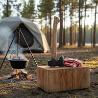 Hache de camping multifonctionnelle de 15 pouces avec construction en acier forgé et housse en cuir