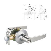 Poignées de porte intérieures modernes de luxe en alliage de zinc nickel satiné, système américain de confidentialité, avec entraxe de 2-3/8 pouces, pour portes intérieures.