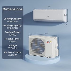 Costway 12000 Btu <b>Mini</b> <b>Split</b> <b>Air</b> <b>Conditioner</b> With Heat Pump 22 Seer2 115V Inverter For Home Cooling Heating - Product Image 6