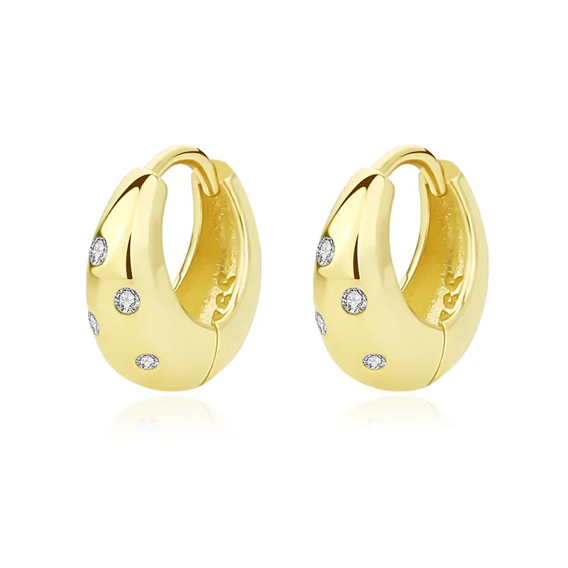 2022 Fashion New 925 Sterling Silver Jewelry Cubic Zirconia Hoop Earrings Design Gold Plated Earrings For Women