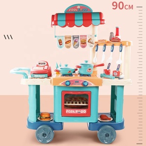 Samtoy - Juego de Cocina de Juguete de 90 cm, Carrito de Comida Rápida Interactivo para Jugar en Interiores, Juego de Cocina para Chef Talentoso - Product Image 3