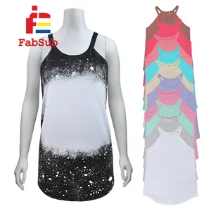 Factory Price Sublimation Bleached Rocker Tank Top Custom Logo Sublimation Bleached Tank Top for Women