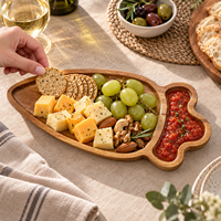 Plateau en bois d'acacia et carotte pour service de table, plateau de rangement écologique pour cuisine
