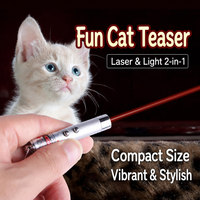 猫用激光笔玩具互动式猫逗玩器激光灯二合一迷你钥匙扣宠物 LED 手电筒适合室内小猫玩耍