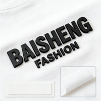 Autocollant de transfert thermique en silicone 3D personnalisé, étiquette de vêtement en soie avec logo pour t-shirts, étiquettes de transfert thermique