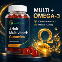 Complément alimentaire Vitamines et minéraux Saveurs naturelles Gommes multivitaminées pour adultes avec oméga 3