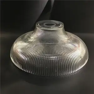Paralume per lampada a sospensione a sospensione in vetro a costine Vintage industriale Holophane
