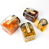 Ensemble de Bocaux Carrés en Verre pour la Cuisine, Idéal pour Sauce Piquante, Miel, Aliments pour Bébé, Confiture, Épices, Cornichons – Bocaux de Conservation avec Couvercles Hermétiques