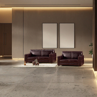 Ensemble de canapés en cuir PU de luxe haut de gamme, style américain traditionnel, pour bureau, hall d'accueil, réception, salon, chambre à coucher
