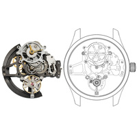 Movimiento de Reloj Skeleton de 24 Horas, Piezas de Repuesto, Nuevo Diseño, 3 Agujas, Alta Precisión, Mecánico, Automático, Acero Inoxidable