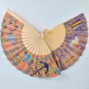 Abanicos de mano plegables portátiles impresos con logotipo personalizado de alta calidad estilo chino ecológico con bolsa Opp - Product Image 1