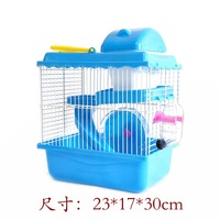 Cage à hamster portable à 2 étages, habitat pour hamster nain, cage de voyage pour animaux avec roue d'exercice