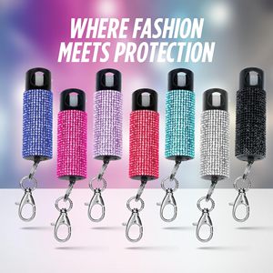 Professional Grade Diamond Spray Keychain Self Defense Women Pink Cry Carry Case Mace Rhinestone <b>Kit</b> Flashlight AAA Battery Warm - Product Image 5