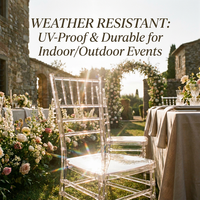 Chaise Chiavari en résine transparente de luxe pour mariage et événements, chaise Chivari en acrylique transparent pour la vente en gros