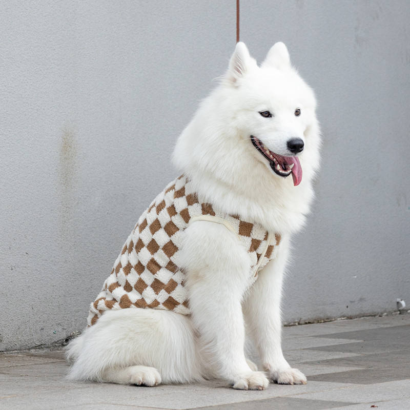 เสื้อกั๊กหมาใหญ่ลายตารางหมากรุก-คาเฟ่