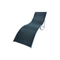 Chaise d'extérieur en aluminium vert foncé en forme de S avec tissu imperméable, design pliable, style moderne pour la plage, l'hôtel et le parc