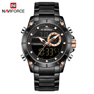 Naviforce 9163 <span class=keywords><strong>orologio</strong></span> <span class=keywords><strong>da</strong></span> <span class=keywords><strong>polso</strong></span> al quarzo originale Casual <span class=keywords><strong>da</strong></span> uomo impermeabile cronografo digitale allarme 40mm cinturino in acciaio inossidabile - Product Image 2