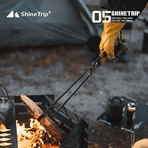 Tijeras duraderas de carbón de acero al carbono con mango de cuero, pinzas pequeñas para chimenea de fogata al aire libre, Gabber para uso en cocina de Camping - Product Image 4