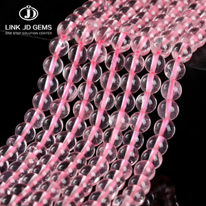 JD Wholesale Natural Rose Quartz <strong>Beads</strong> Pink Ice Rose <strong>Beads</strong> <strong>Crystal</strong> Round Loose Spacer Stone <strong>Beads</strong> for Jewelry Making - Product Image 2