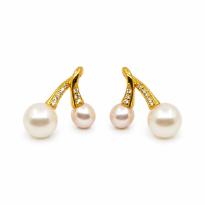 Pendientes UM Jewelry de Plata 925 con Baño de Oro de 18K y Engaste de Bisel, Perla Natural de Agua Dulce y Circonita, para Bodas, Fiestas y Uso Diario - Product Image 1
