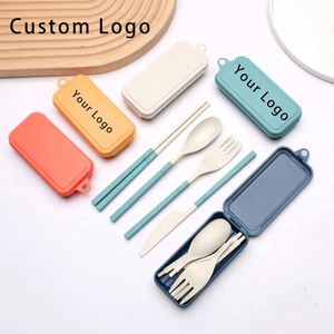 Modern and Classic Wheat Straw Travel Utensil Set, 300mL, PP, with Custom Silk <b>Screen</b> Printing - Product Image 1