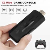 X2 konsol stik permainan TV, alat kontrol nirkabel ganda 2.4G, resolusi Output HD 4K Game Retro