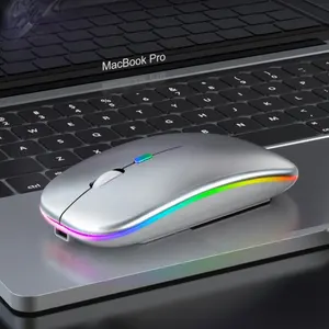 Free Shipping Ultra Thin Cute Silent Switch USB Optical Ergonomic Rechargeable LED 2.4GHz Wireless Optical Mouse for Computer PC