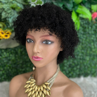 Perruque courte bouclée Pixie Cut en cheveux humains, style Afro, fabriquée à la machine, haute densité, en cheveux humains brésiliens pour femmes noires