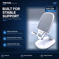 Support de téléphone pliable réglable pour bureau, support mobile avec réglage de la hauteur et de l'angle, base antidérapante, OEM ODM, logo personnalisé, vente en gros B2B