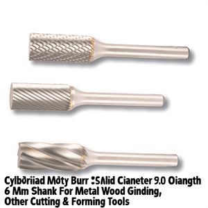 Fresa Rotativa Cilíndrica de Carburo Sólido, 9.6 mm de Diámetro, 19 mm de Longitud, 6 mm de Vástago, para Pulir Metal y Madera - Product Image 2