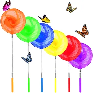 Outdoor Kids Toys Colorful Stainless steel Fishing Ladybird Insect Catching Telescopic Net