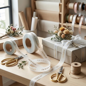 Groothandel op maat gemaakte luxe gepersonaliseerde logo merk gouden inkt zeefdruk TPU transparante cadeau bedraad grosgrain lint - Product Image 5