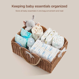 Panier de <span class=keywords><strong>rangement</strong></span> pour couches tissé à la main, panier cadeau pour baby shower, <span class=keywords><strong>rangement</strong></span> pour couches, lingettes, jouets, articles essentiels pour bébé - Product Image 2