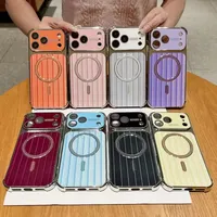 Coque de téléphone magnétique antichoc à motif ondulé avec protection d'objectif compatible pour iPhone 17 16 15 14 13 12 Pro Max