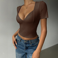 T-shirt sans manches en tricot uni à col en V, style européen et américain, coupe ajustée, pour femme