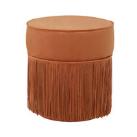 Banc ottoman de salon de style français moderne, pouf rond avec jupe en velours à franges, tabouret de coiffeuse pour la chambre à coucher