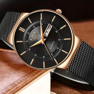 Мужские часы LIGE 2026 класса люкс, водонепроницаемые, ультратонкие, с датой, стальной браслет, повседневные кварцевые часы, спортивные наручные часы для мужчин - Product Image 4